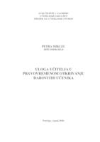 Uloga učitelja u pravovremenom otkrivanju darovitih učenika