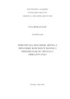 Percepcija melodije, ritma i dinamike kod djece ranog i predškolskog odgoja i obrazovanja
