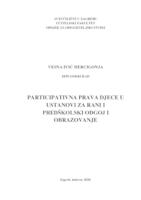 Perticipativna prava djece u ustanovi za rani i predškolski odgoj i obrazovanje