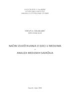 Način izvještavanja o djeci u medijima - analiza medijskih sadržaja