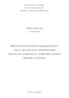 Preventivni postupci odgojitelja u cilju smanjivanja nepoželjnih ponašanja kod djece s poremećajem iz spektra autizma