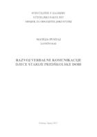 Razvoj verbalne komunikacije djece starije predškolske dobi