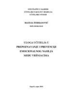 Uloga učitelja u prepoznavanju i prevenciji emocionalnog nasilja među vršnjacima