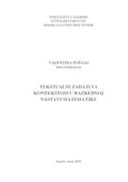 Tekstualni zadatci s kontekstom u razrednoj nastavi matematike