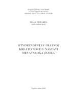 Otvoren sustav i razvoj kreativnosti u nastavi hrvatskoga jezika