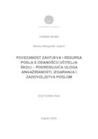 prikaz prve stranice dokumenta Povezanost zahtjeva i resursa posla s odanošću učitelja školi - posredujuća uloga angažiranosti, izgaranja i zadovoljstva poslom