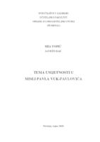 prikaz prve stranice dokumenta Tema umjetnosti u misli Pavla Vuk-Pavlovića