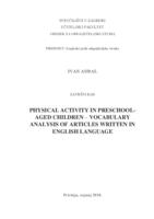prikaz prve stranice dokumenta Physical activity in preschool-aged children - vocabulary analysis of articles written in english language
