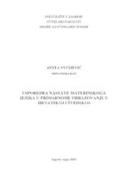 prikaz prve stranice dokumenta Usporedba nastave  materinskoga jezika u primarnome obrazovanju u  Hrvatskoj i Švedskoj