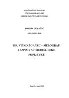 prikaz prve stranice dokumenta Dr. Vinko Žganec – melograf i zapisivač međimurske popijevke
